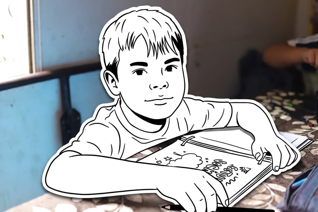 Niño trabajando en un cuaderno durante una actividad educativa